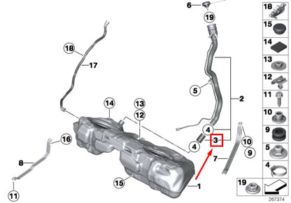 NEW BMW 2 CABRIO F23 FUEL FILLER KNECK 16117305467 7305467 ORIGINAL