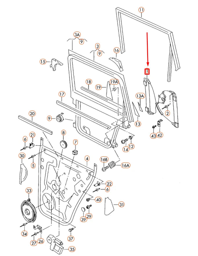 NEW VOLKSWAGEN TOUAREG 7L MK1 REAR LEFT DOOR WINDOW REGULATOR 7L0839461D
