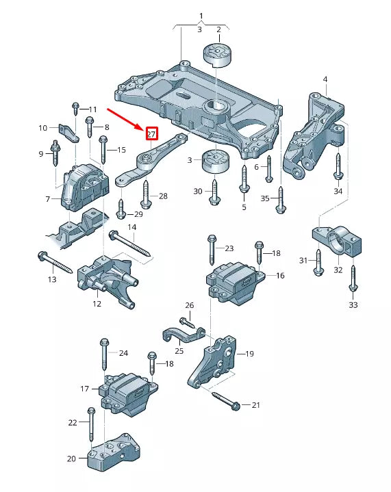 NEW VW BEETLE 5C REAR ENGINE SUPPORT ROD 1K0199855BE ORIGINAL
