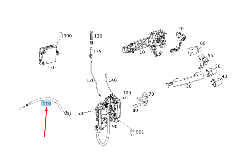 NEW MERCEDES-BENZ VITO W447 FRONT DOOR LOCK CABLE A4477600004 ORIGINAL