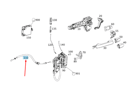 NEW MERCEDES-BENZ VITO W447 FRONT DOOR LOCK CABLE A4477600004 ORIGINAL
