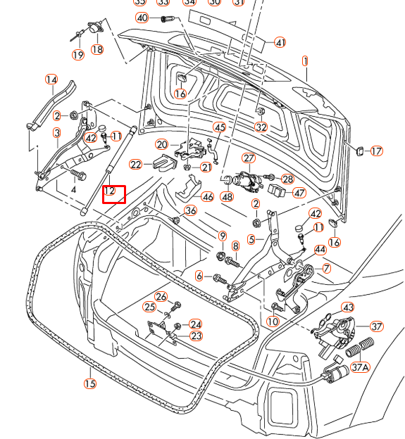 new audi a8 d3 rear tailgate boot gas strut shock absorber 4e0827551a original