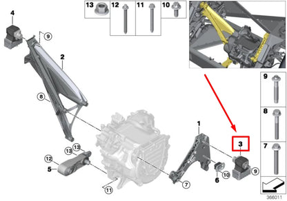 NEW BMW I3 I01 LEFT ENGINE MOUNT 6887267 22116887267 ORIGINAL