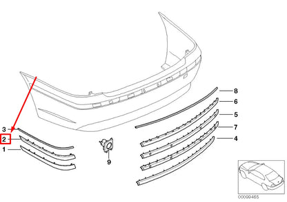 NEW BMW 7 E65, E66 REAR LEFT PRIMED BUMPER GUARD 51127043367 7043367 ORIGINAL
