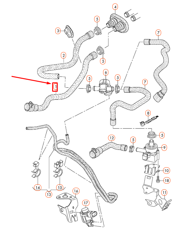 NEW AUDI A4 B8 HEATER CORE COOLANT HOSE 8K1819371AB ORIGINAL