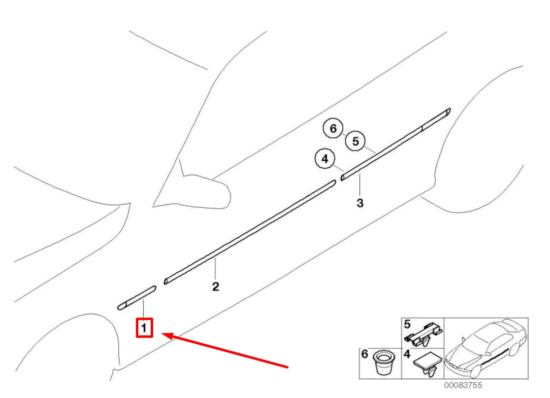 NEW BMW 3 E46 FRONT RIGHT FENDER MOLDING 51138208448 8208448 ORIGINAL