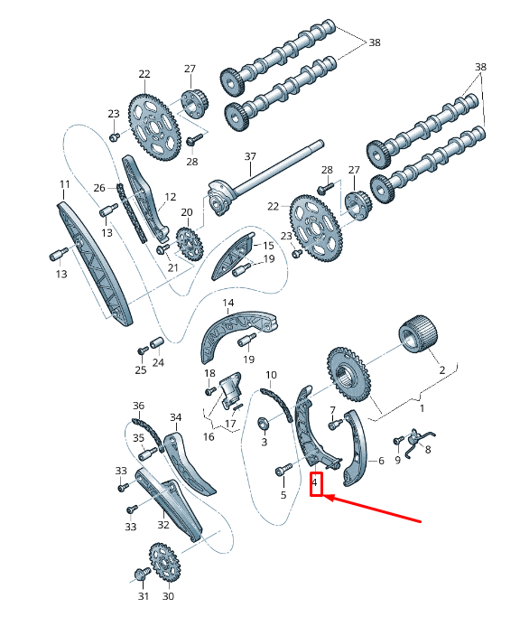 new vw touareg cr chain tensioner 059109507am original