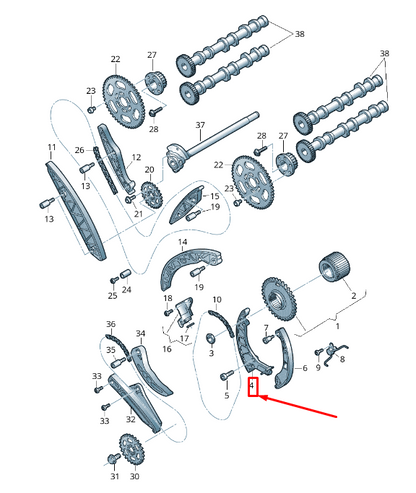 new vw touareg cr chain tensioner 059109507am original