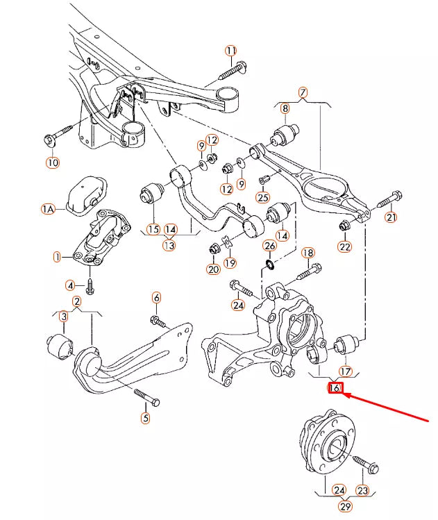 NEW AUDI Q3 8U REAR RIGHT WHEEL BEARING HOUSING 3C0505434G ORIGINAL