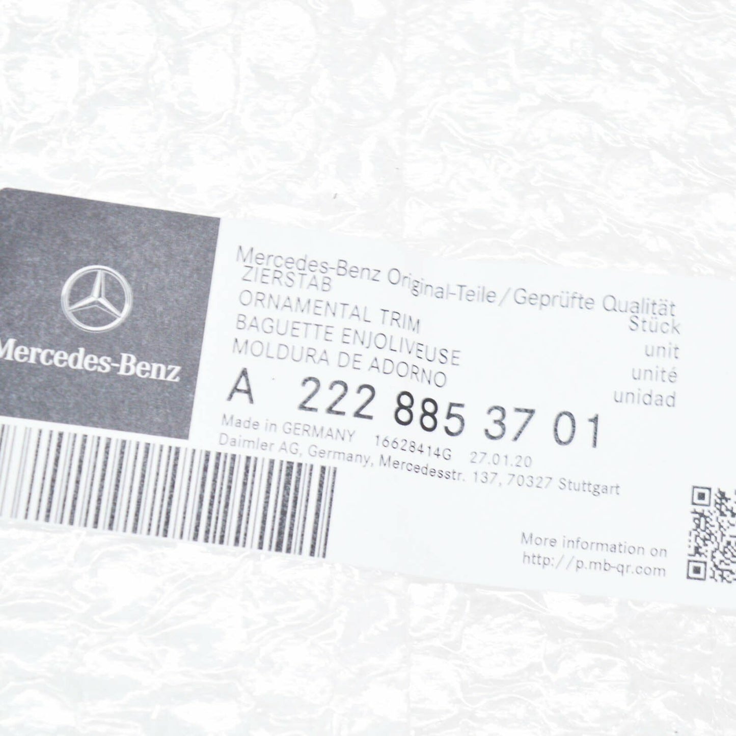 NEW MERCEDES-BENZ S-CLASS W222 FRONT BUMPER LEFT BOTTOM TRIM A2228853701