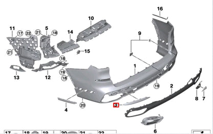 NEW BMW X7 G07 REAR LEFT BUMPER MOLDING 51128074021 ORIGINAL
