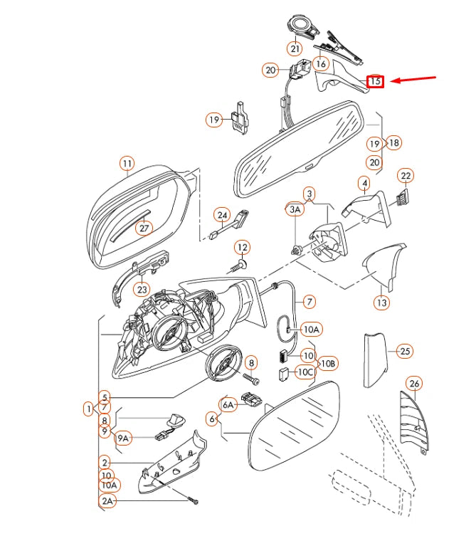 NEW AUDI Q7 4L INTERIOR MIRROR LOWER CABLE GUIDE TRIM 8R0857593Y22 ORIGINAL