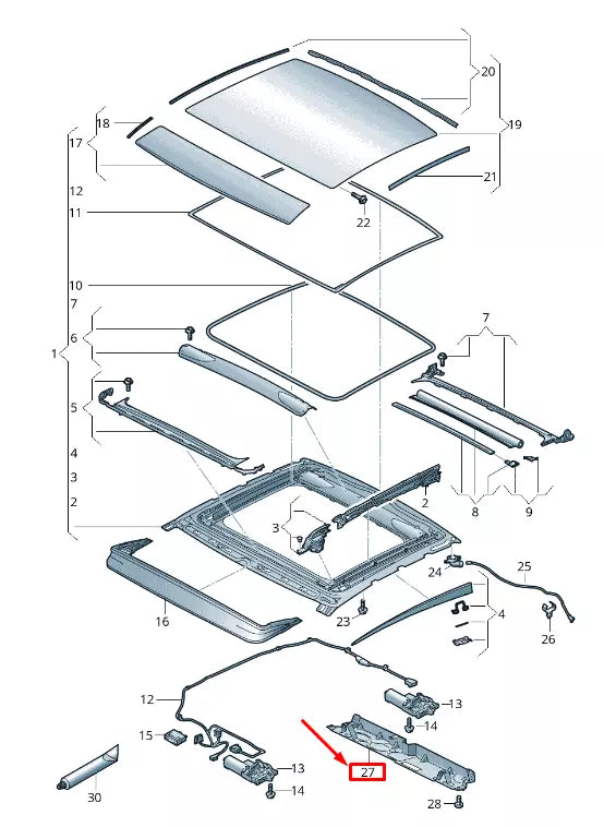 NEW AUDI A5 F5 REAR ROOF REINFORCEMENT PLATE 8W8877591