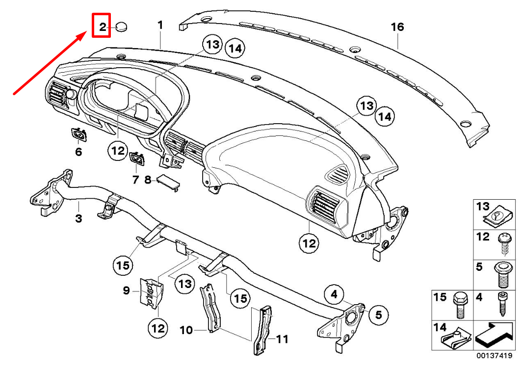 new bmw 3 compact e36 dashboard panel covering cap 8411647 51458411647 original