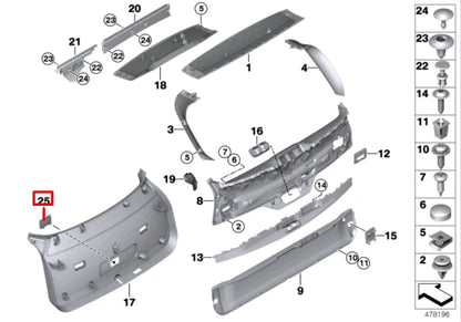NEW BMW X6 F16 TRUNK LID TRIM PANEL COVER 51497394761 ORIGINAL