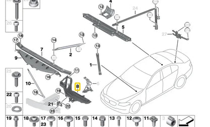 NEW BMW 6 CONVERTIBLE F12 FRONT LEFT HEADLIGHT SUPPORT 51647211519 2013 ORIGINAL