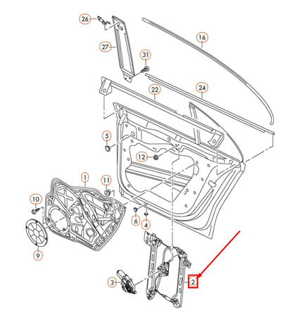 NEW VOLKSWAGEN CC REAR LEFT DOOR WINDOW REGULATOR 3C8839461M ORIGINAL