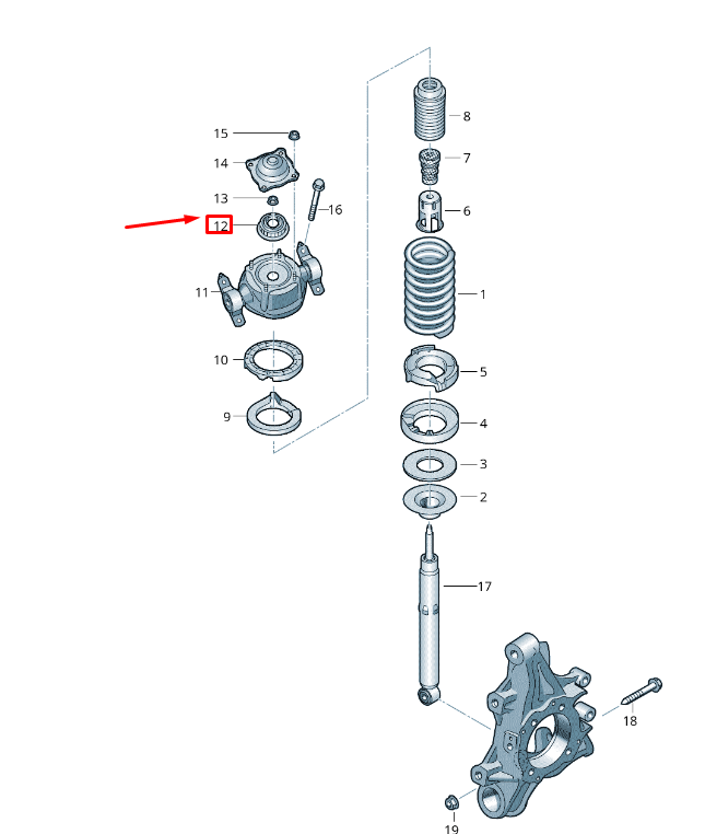 NEW VW TOUAREG 7P MK2 REAR UPPER STRUT MOUNTING 7P0412327C ORIGINAL