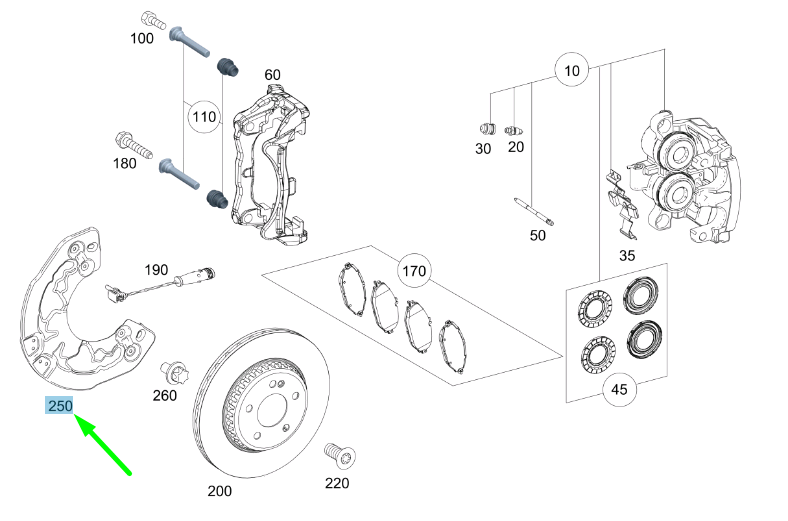 NEW MERCEDES-BENZ GLE W167 FRONT RIGHT BRAKE DISC PROTECTION A1674214000