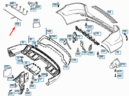NEW MERCEDES-BENZ GLE W166 REAR PARKING SENSOR WIRING A1664401532 ORIGINAL
