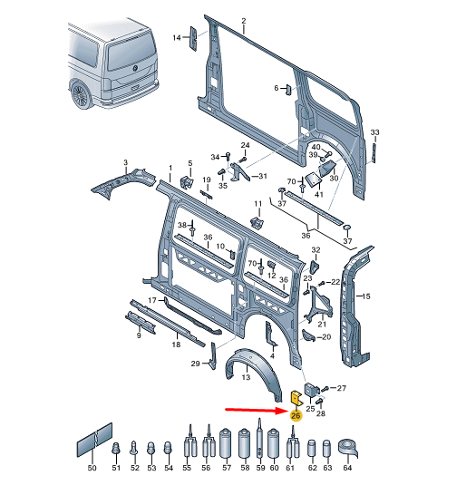 NEW VW TRANSPORTER T6 REAR RIGHT WING DOOR CONNECTING PLATE 7H3809992A ORIGINAL