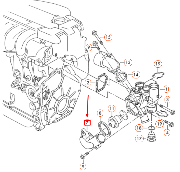 NEW AUDI A3 8P ENGINE COOLANT THERMOSTAT HOUSING 022121121E ORIGINAL