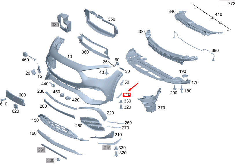 new mercedes-benz gla h247 front bumper left side spoiler a2478856706 original