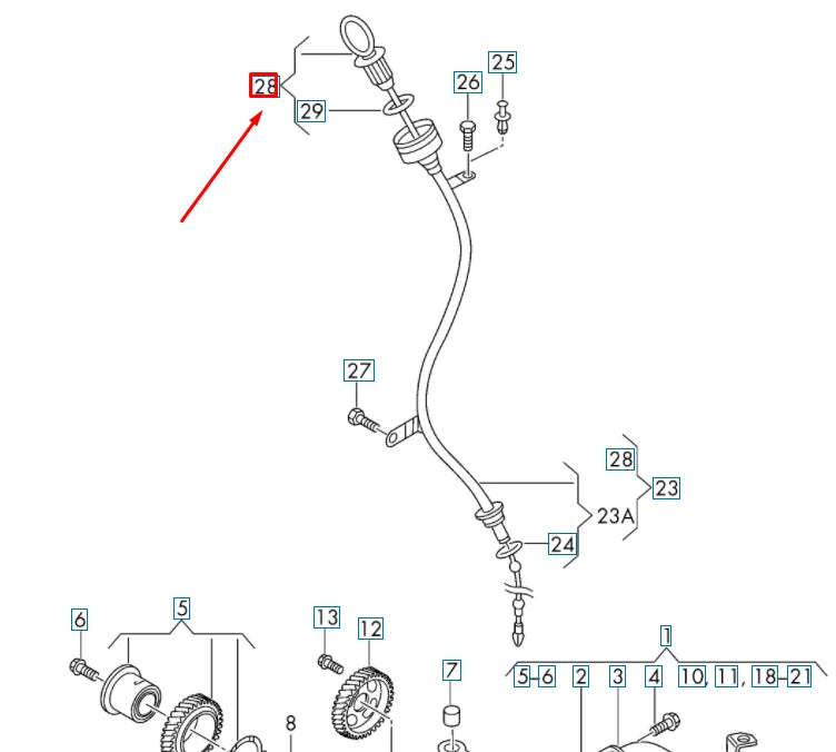 NEW AUDI A4 B8 OIL DIPSTICK SEALING STUD 03L115418A ORIGINAL