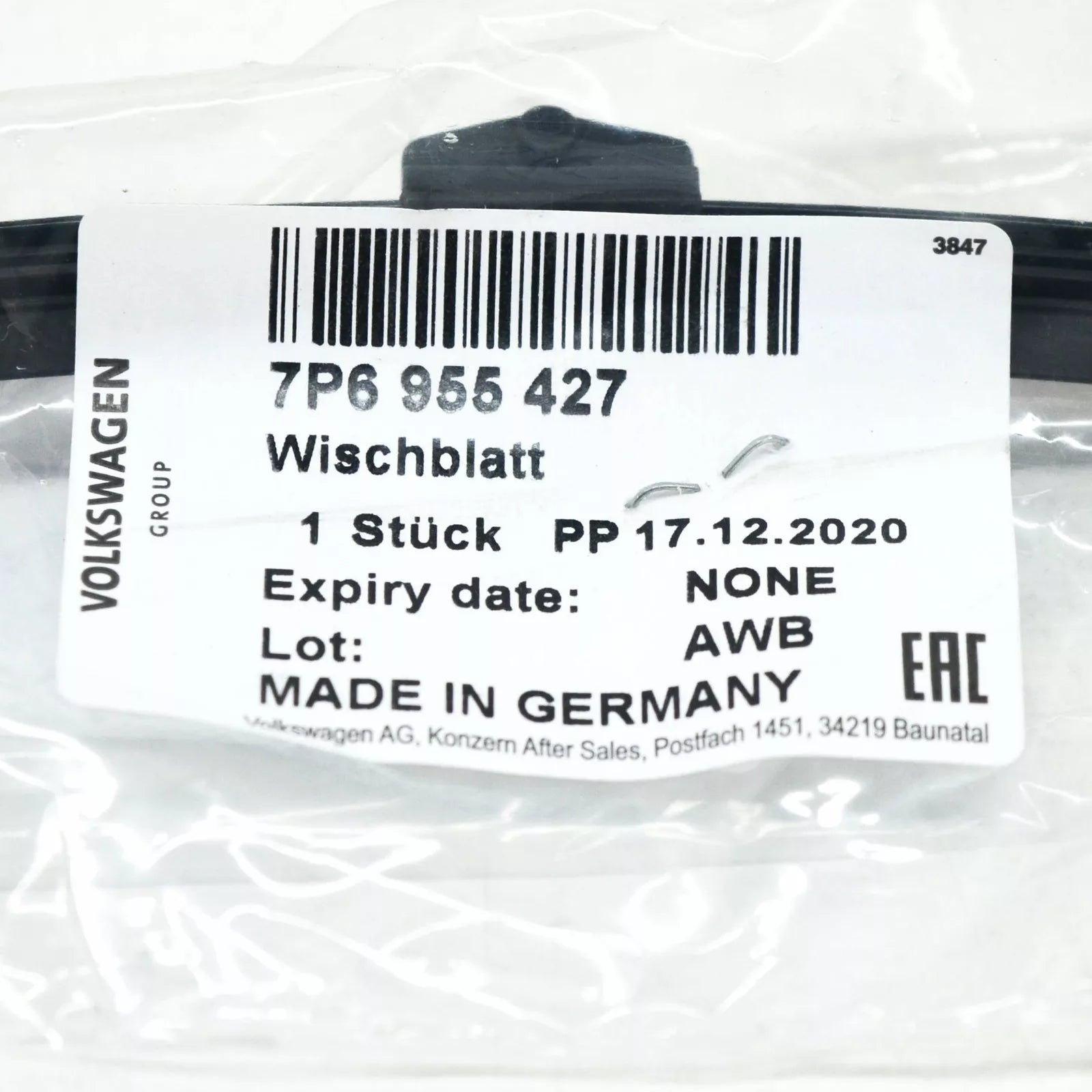 NEW VOLKSWAGEN TOUAREG 7P REAR WINDOW AERO WIPER BLADE 7P6955427 ORIGINAL