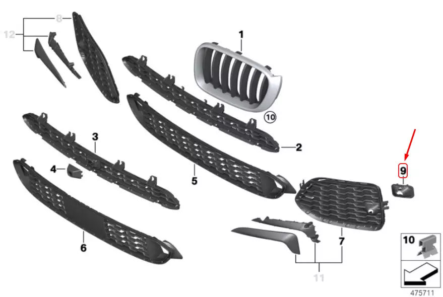 NEW BMW X3 F25 FRONT RIGHT PDC SENSOR M BRACKET 51118056990 ORIGINAL
