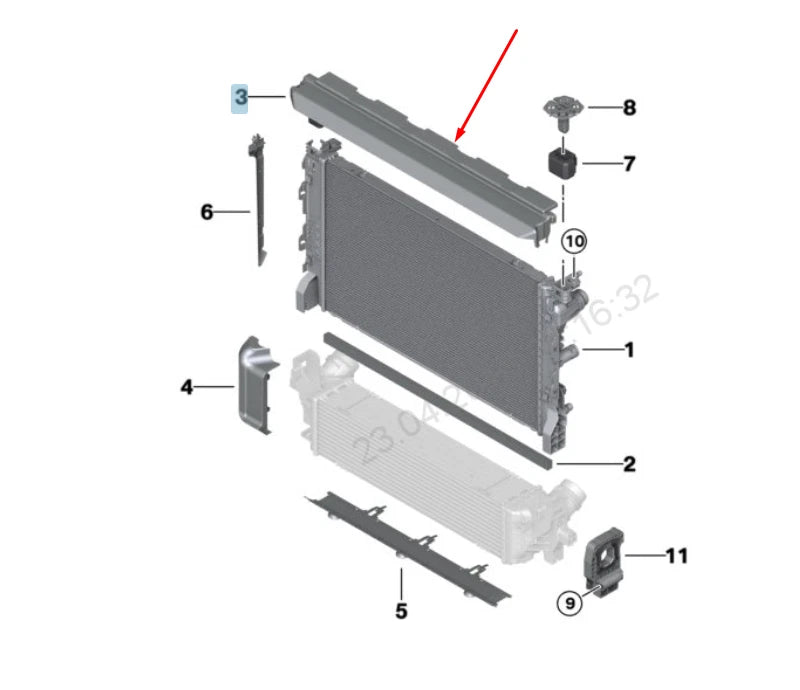 NEW BMW 7 G11 COOLANT RADIATOR UPPER TRIM 17118577636 8577636 2016 ORIGINAL