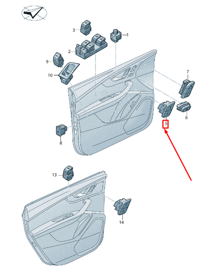 new audi q5 fy front right door central locking switch 80c9621085pr original
