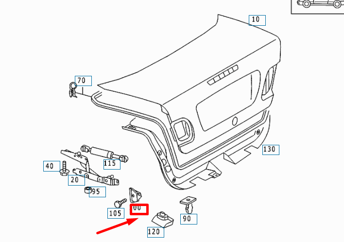 NEW MERCEDES-BENZ C W203 REAR LID END STOP A2087580043 ORIGINAL