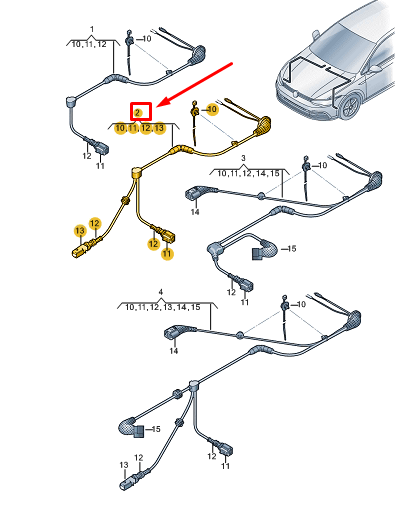 new vw golf cd mk8 front right speed sensor wiring harness 5wa927903c original