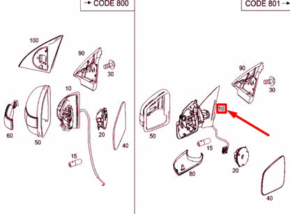 NEW MERCEDES-BENZ R W251 FRONT RIGHT SIDE DOOR MIRROR A2518101293 ORIGINAL