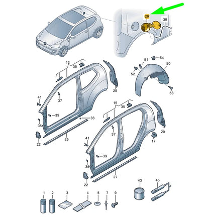 NEW VOLKSWAGEN UP FUEL FILLER FLAP 1S0809857KGRU