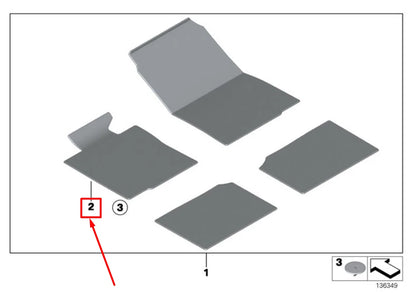 NEW BMW 3 CABRIO E93 FRONT LEFT VELOURS FLOOR MAT 51477265528 7265528 ORIGINAL