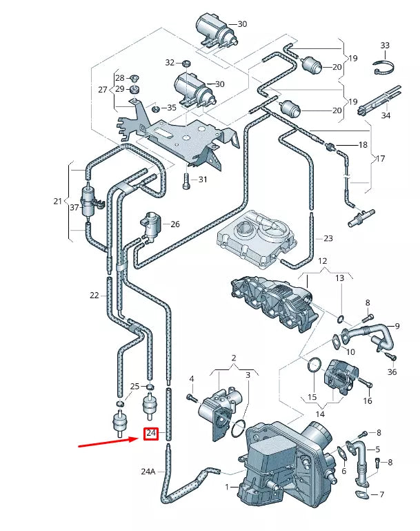 NEW VW TRANSPORTER VI T6 VACUUM HOSE 7E0133241H
