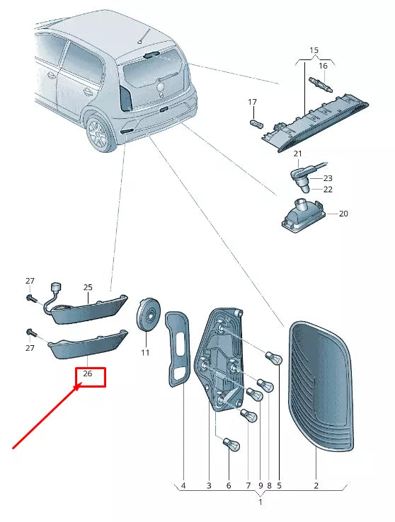 NEW VW UP BL REAR RIGHT BUMPER REFLECTOR 1S0945702 ORIGINAL