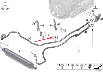 new bmw 3 g20,g28 transmission retur oil cooler line 8654894 17228654894