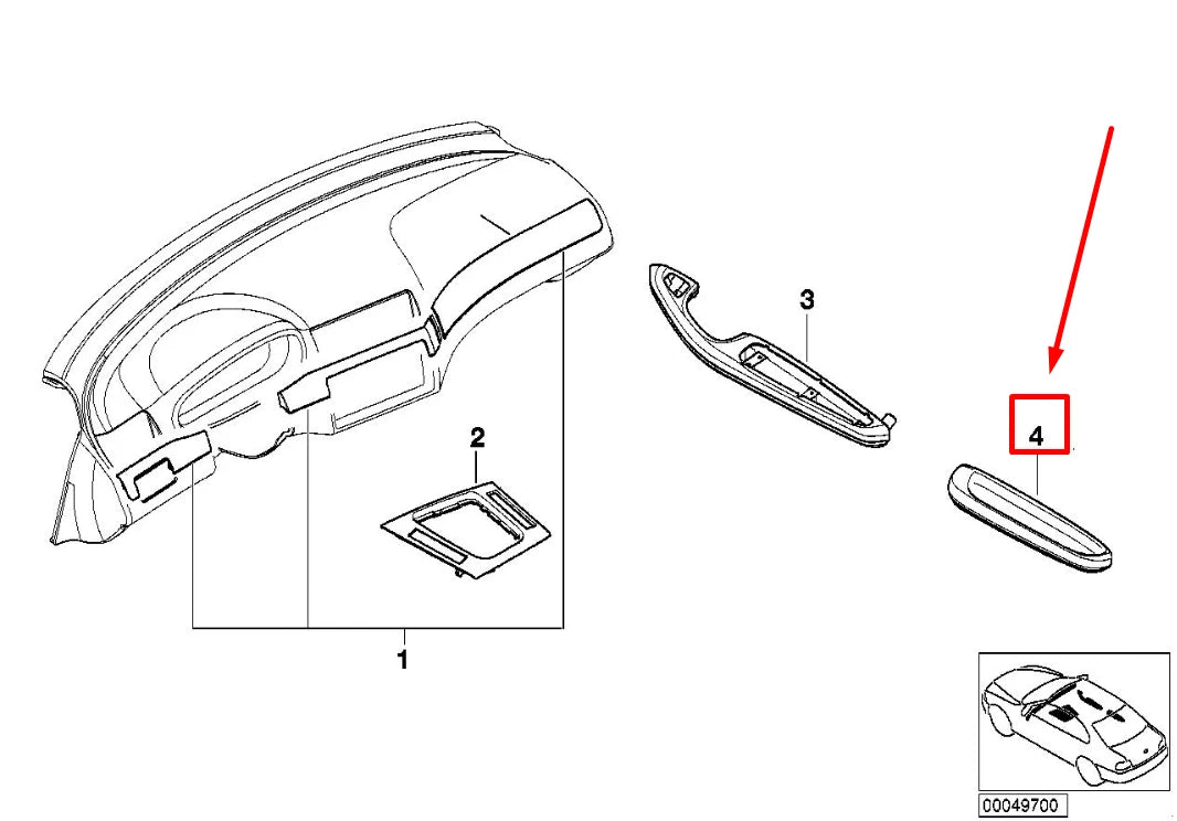 NEW BMW 3 E46 REAR RIGHT ALUMINIUM ARMREST 51437896100 7896100 ORIGINAL