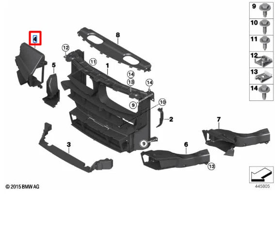 NEW BMW X6 F16 RIGHT RADIATOR AIR DUCT 51748057306 ORIGINAL