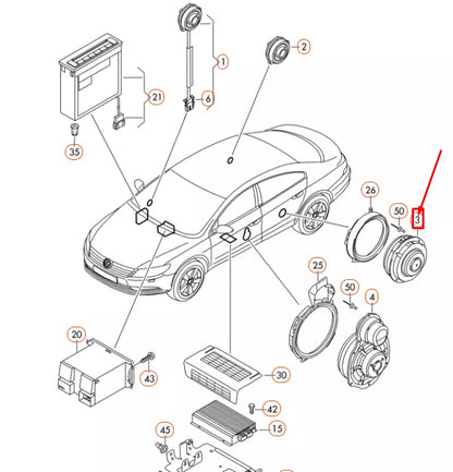 NEW VOLKSWAGEN CC REAR DOOR MID-RANGE BASS SPEAKER 3C0035453B ORIGINAL