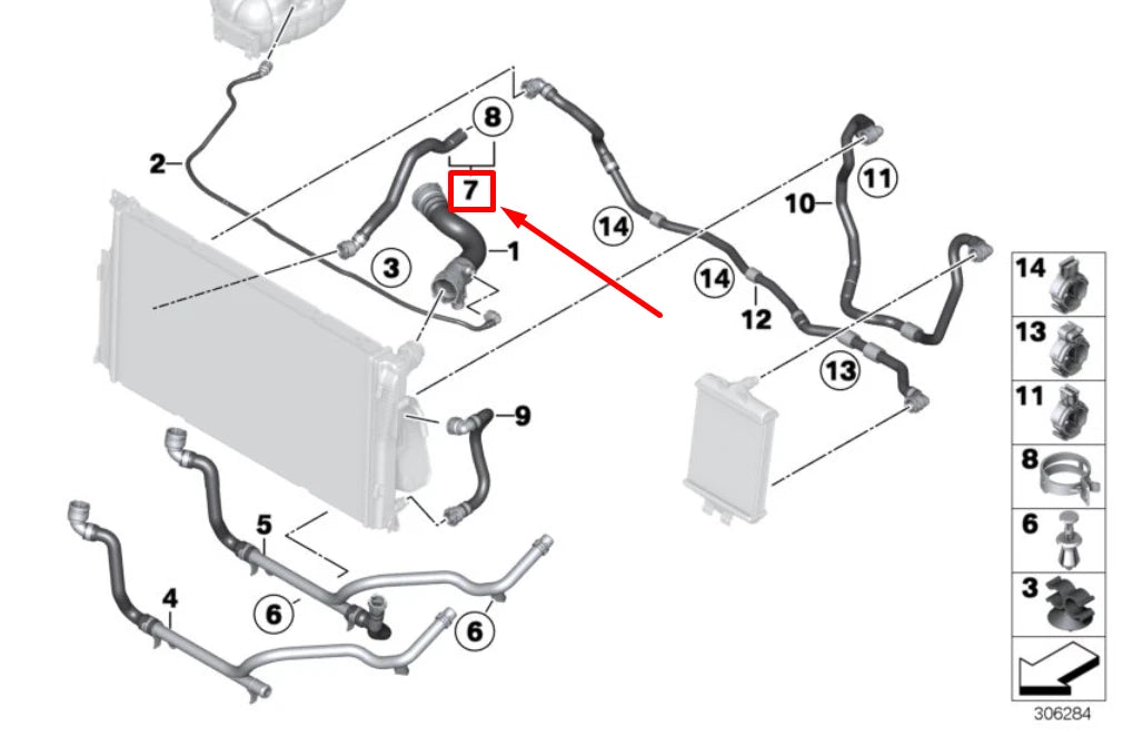 NEW BMW 3 F30, F80 THERMOSTAT HOUSING RADIATOR HOSE 7604546 17127604546 ORIGINAL