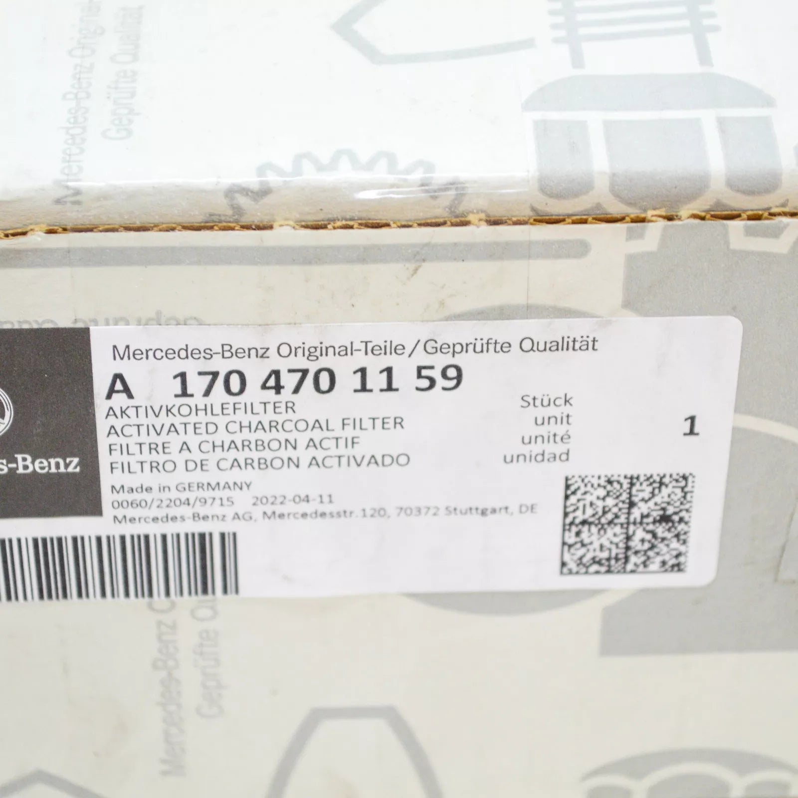 NEW MERCEDES-BENZ SLK R170 ACTIVATED CHARCOAL FILTER A1704701159