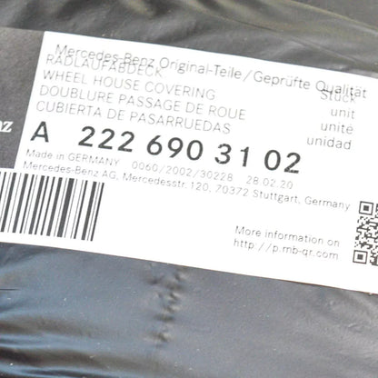 NEW MERCEDES-BENZ S W222 FRONT LEFT WHEEL HOUSING LINER A2226903102 ORIGINAL