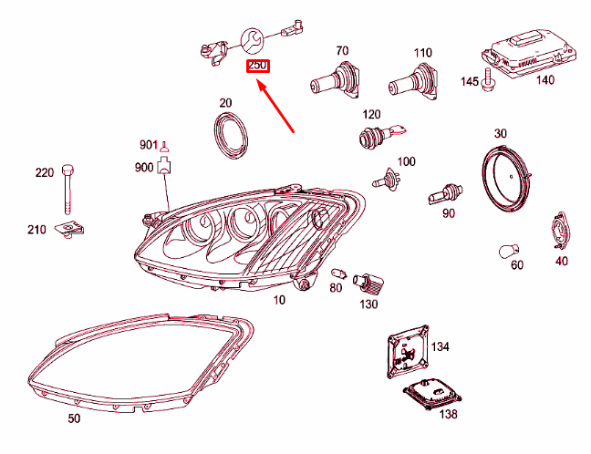 NEW MERCEDES-BENZ S W221 LEFT HEADLIGHT BRACKET REPAIR KIT A2218201314 ORIGINAL