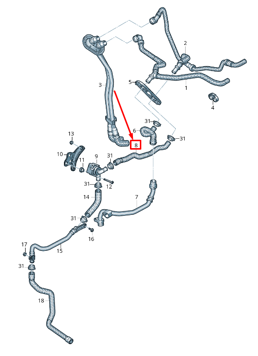 NEW AUDI A8 4N ENGINE COOLANT HOSE 4N0819374N ORIGINAL