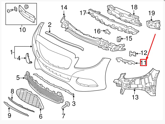 NEW MERCEDES-BENZ C W205 FRONT BUMPER RIGHT MOUNTING RAIL A2058850921 ORIGINAL