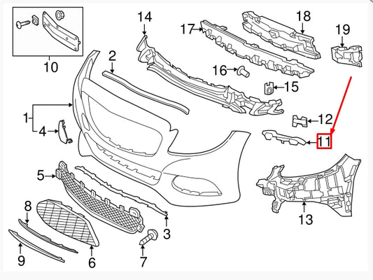 NEW MERCEDES-BENZ C W205 FRONT BUMPER RIGHT MOUNTING RAIL A2058850921 ORIGINAL